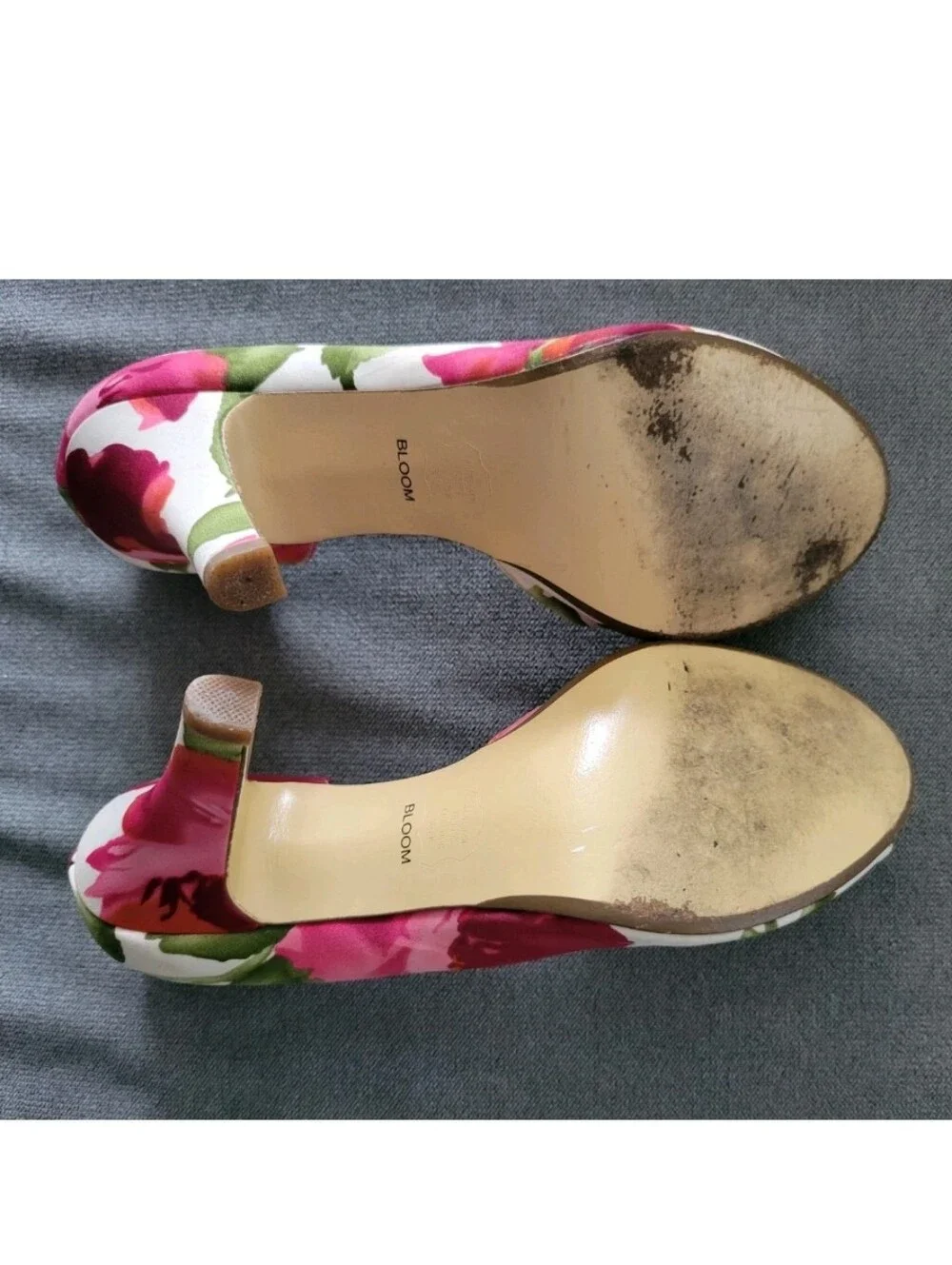 Y2k Michelangelo Bloom Satin Peep Toe Rose Bud Pumps Heels Leather Pink Sage 7.5